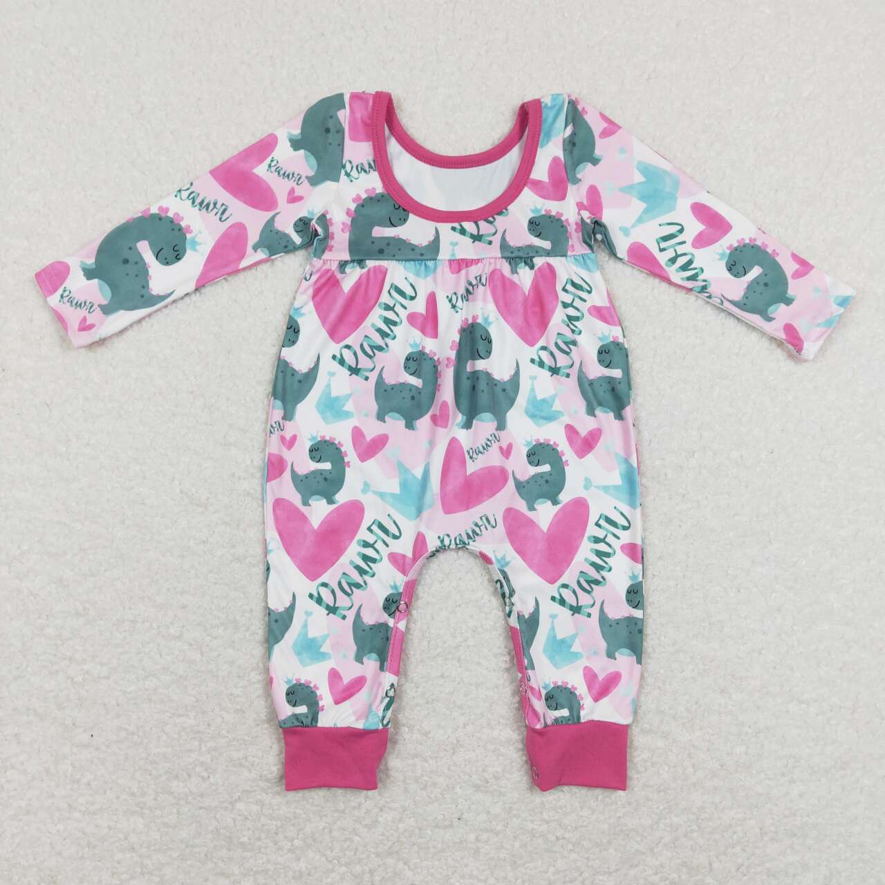 toddle baby girls valentines dinosaur heart romper