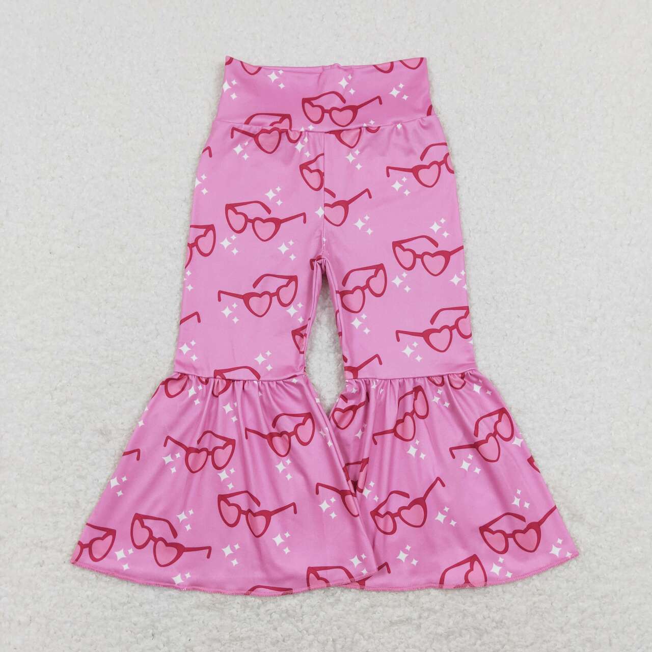 heart print glass toddle baby girls Valentines day bell bottoms