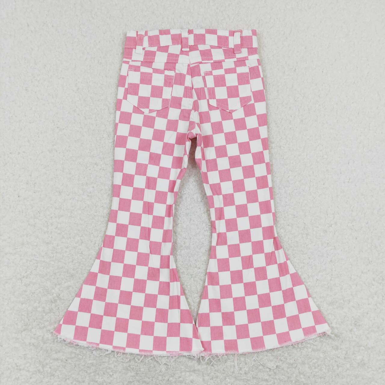 pink checkered jeans bell bottoms pants