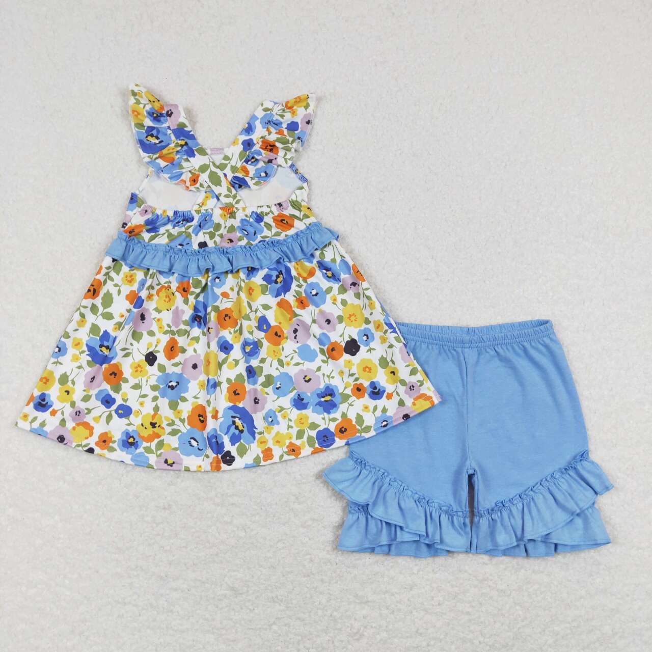 wholesale girls floral boutique summer clothing set