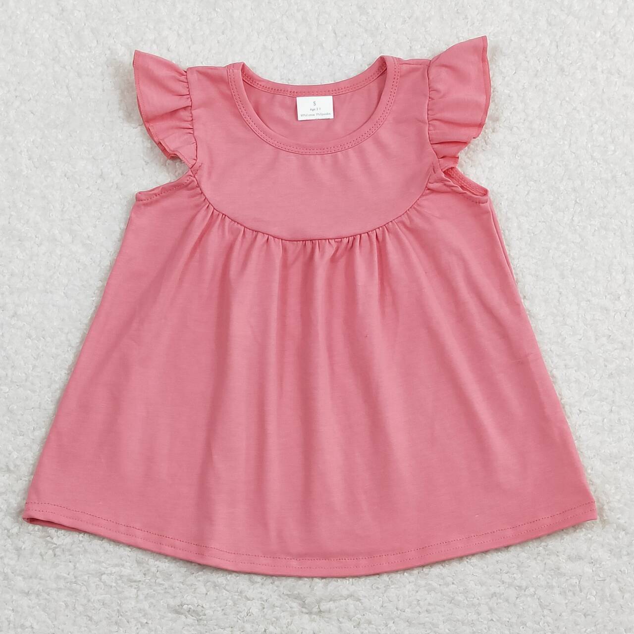 girls wholesale coral flutter sleeve shirt