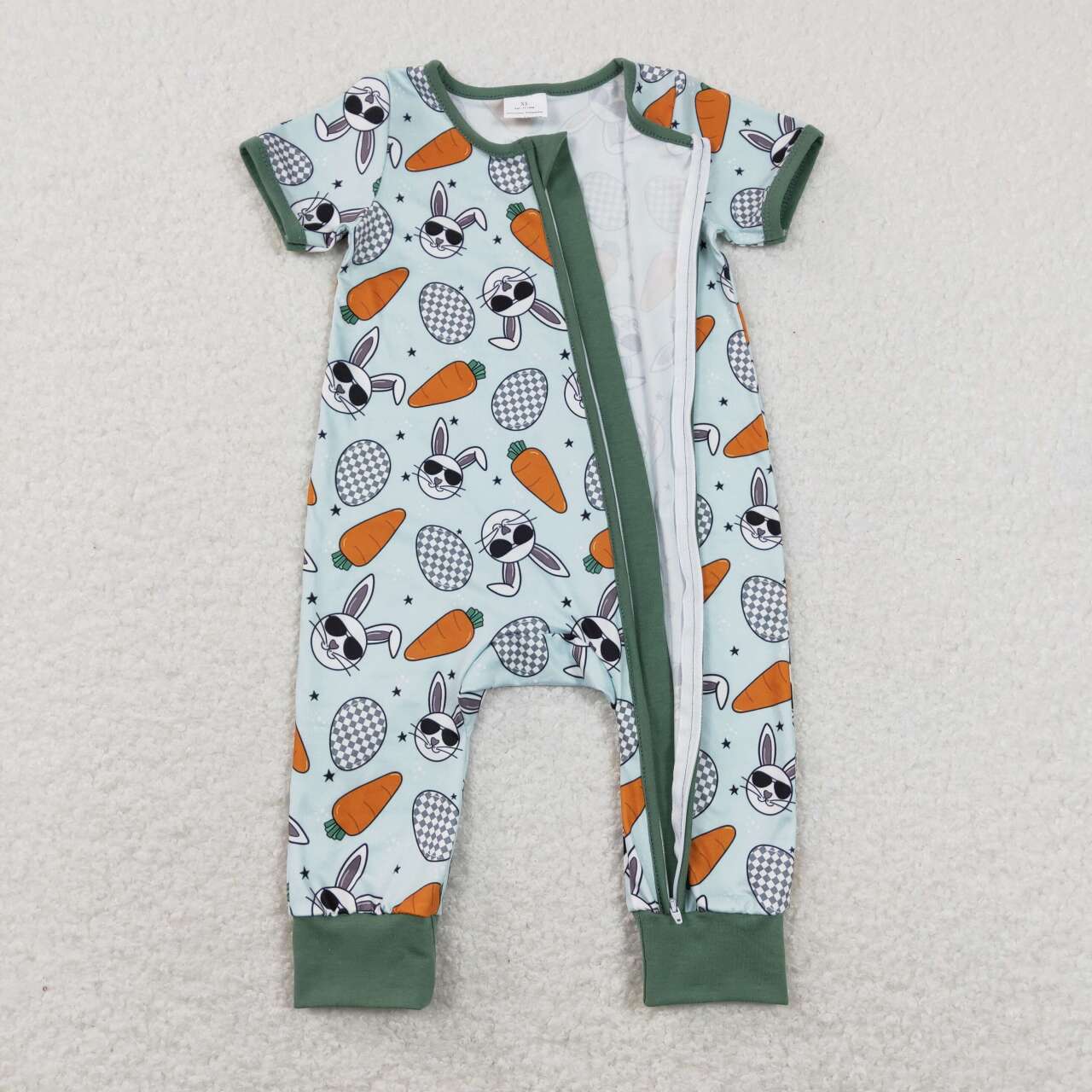 toddle boy easter bunny zip romper