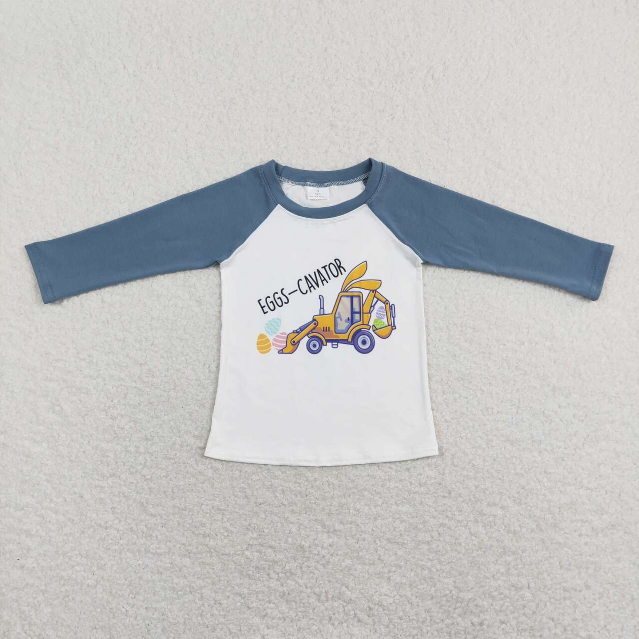 Easter eggs excavator baby boy long sleeve shirt