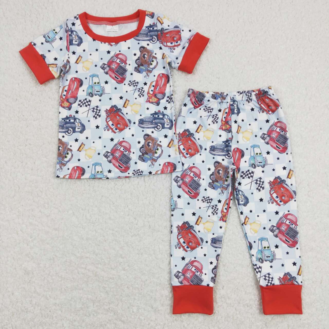 boy red car cartoon 2pcs outfit