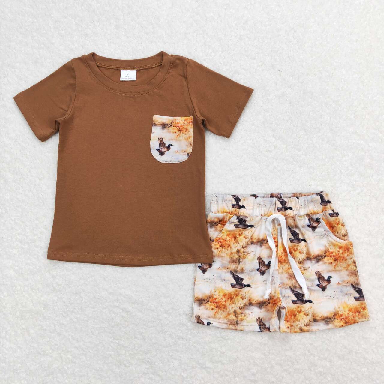 brown shirt mallard duck shorts matching outfit