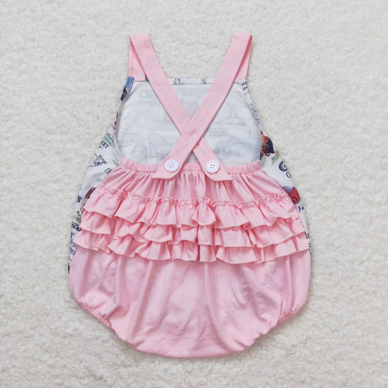 farm animal tractor pink ruffle bubble romper