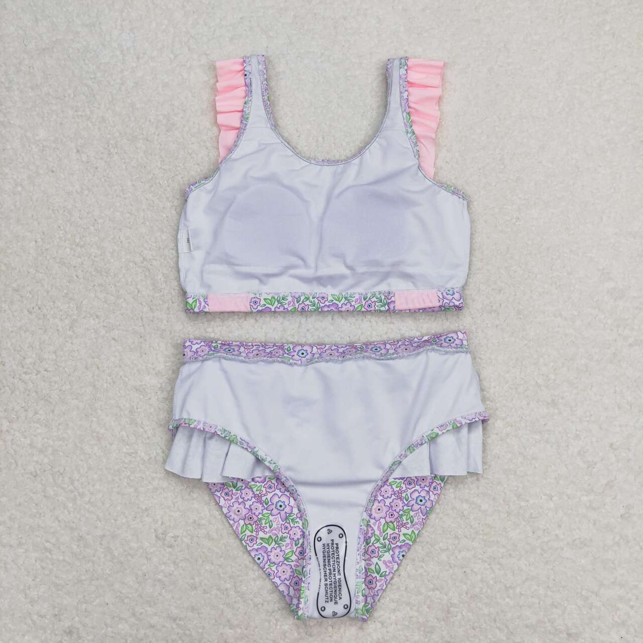 lavender floral two pieces swimwear