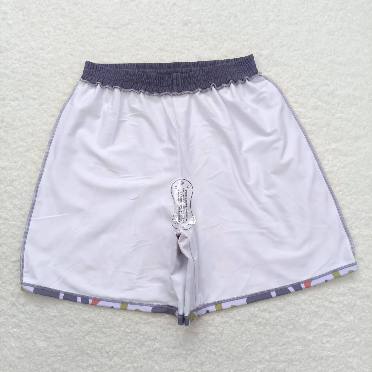 Adult man light grey green camo summer swim trunks