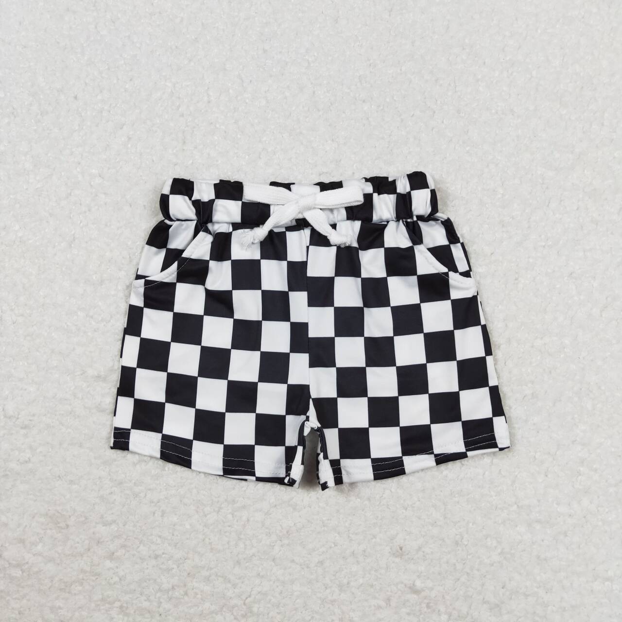 black white checkered shorts