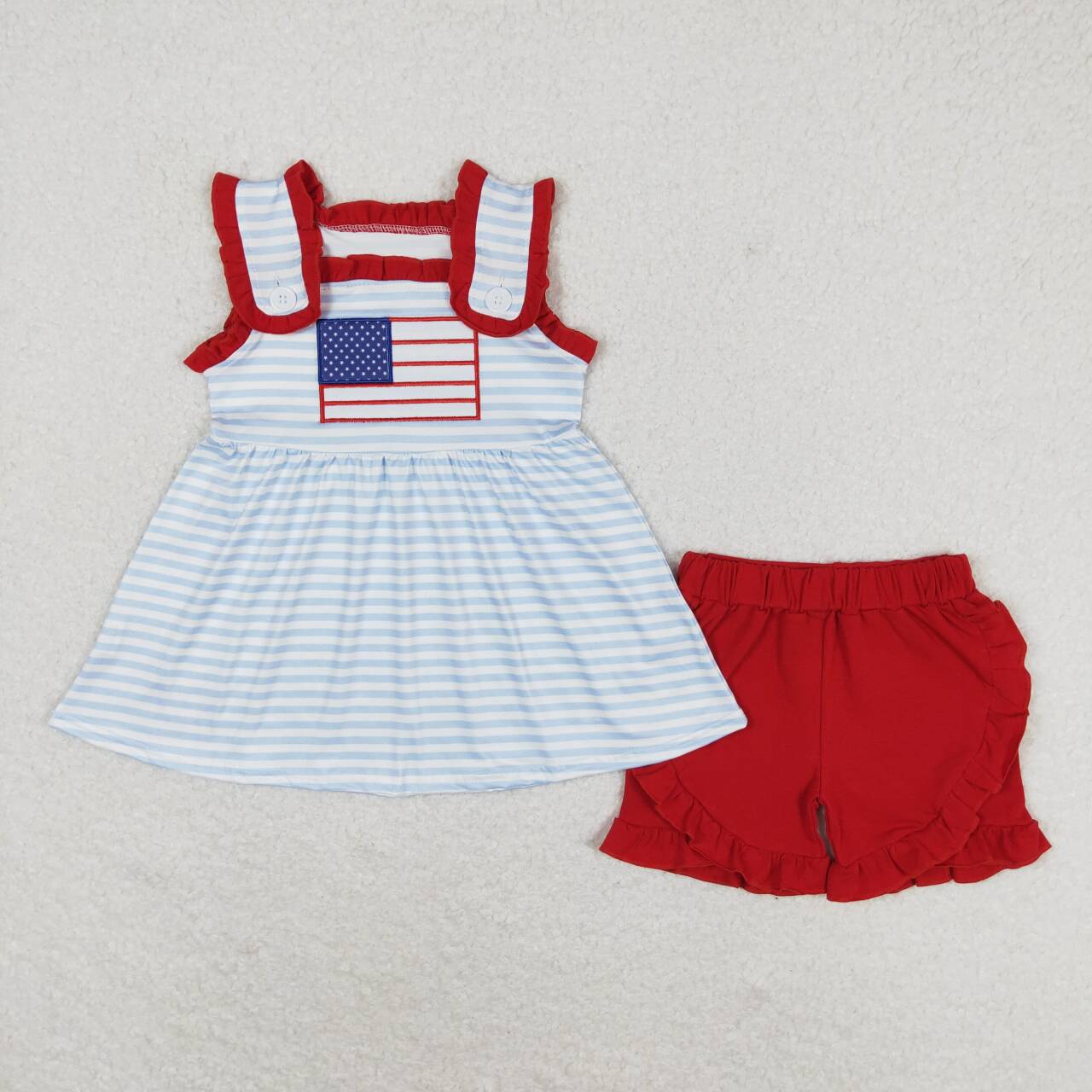 embroidery American girl flag july 4th outfit