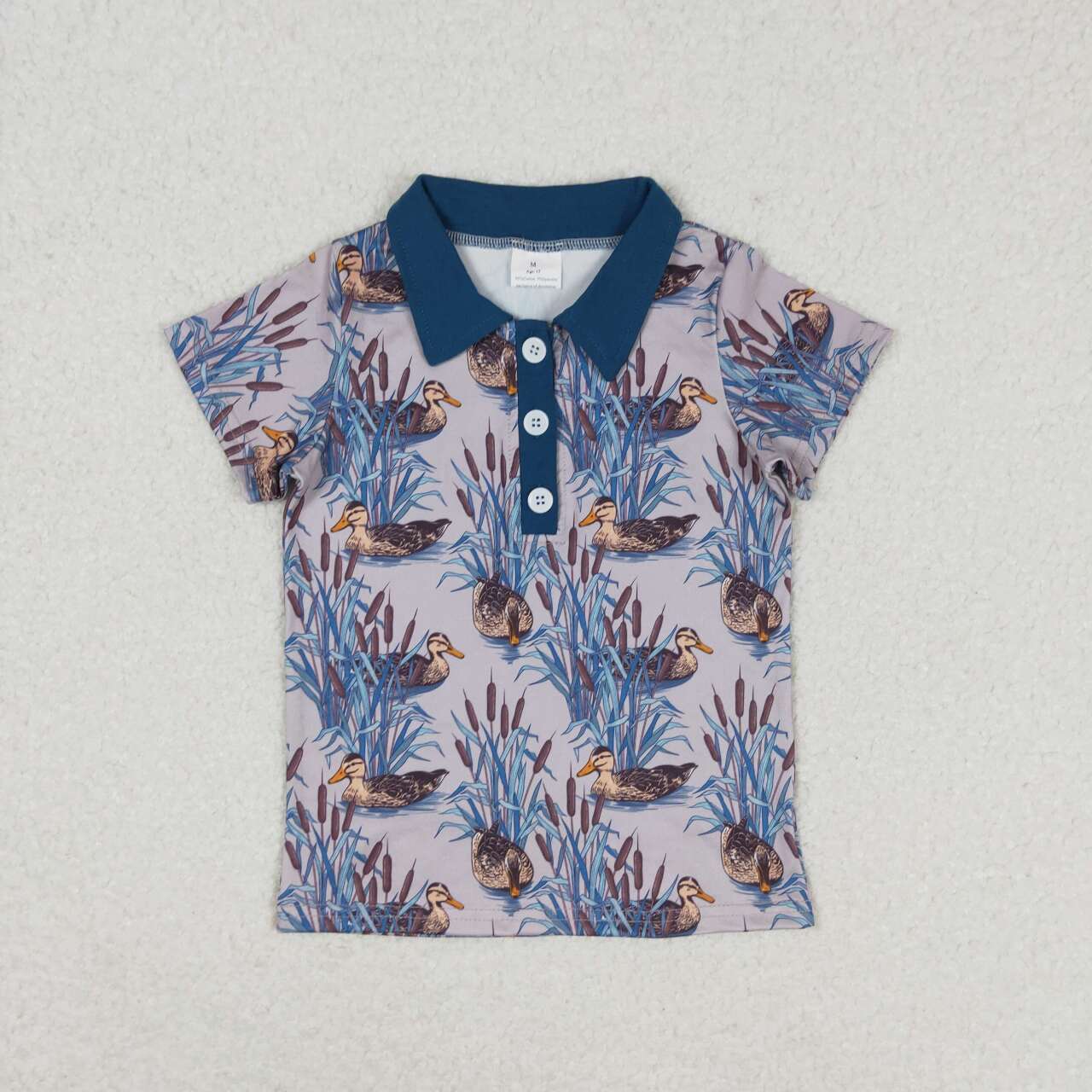 Baby Loren Boys Green Mallard Duck Shirt with Blue Shorts
