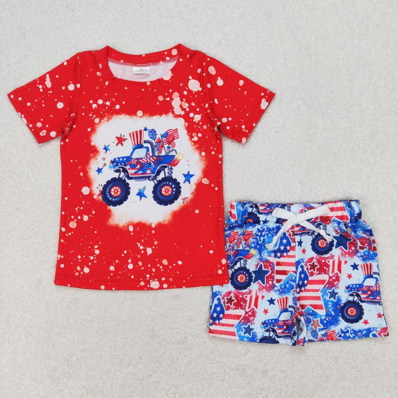 baby boy July 4th tractor clothing set