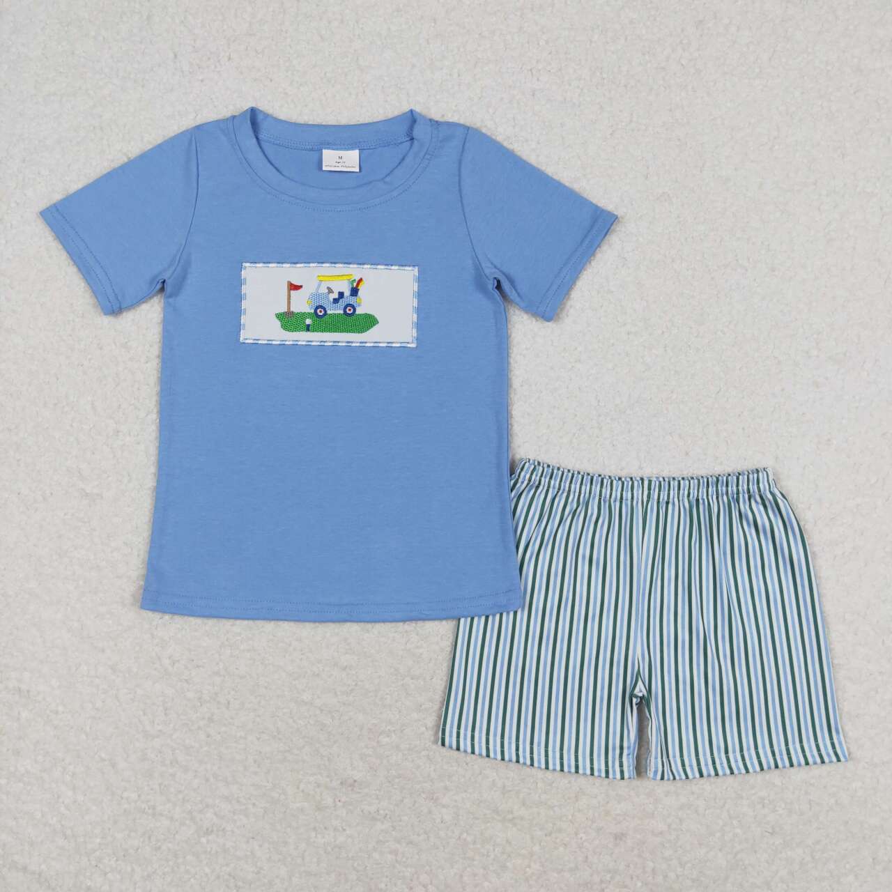 baby boy embroidery golf shirt matching shorts outfit