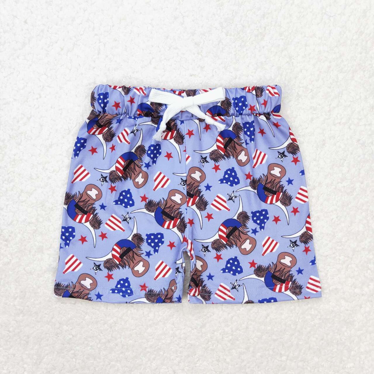 American flag highland cow summer shorts