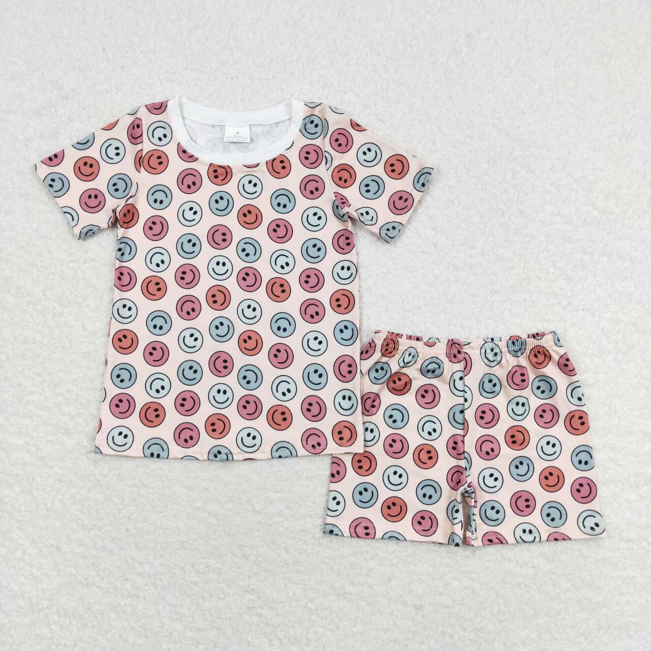 infant baby girls smile face matching summer short set