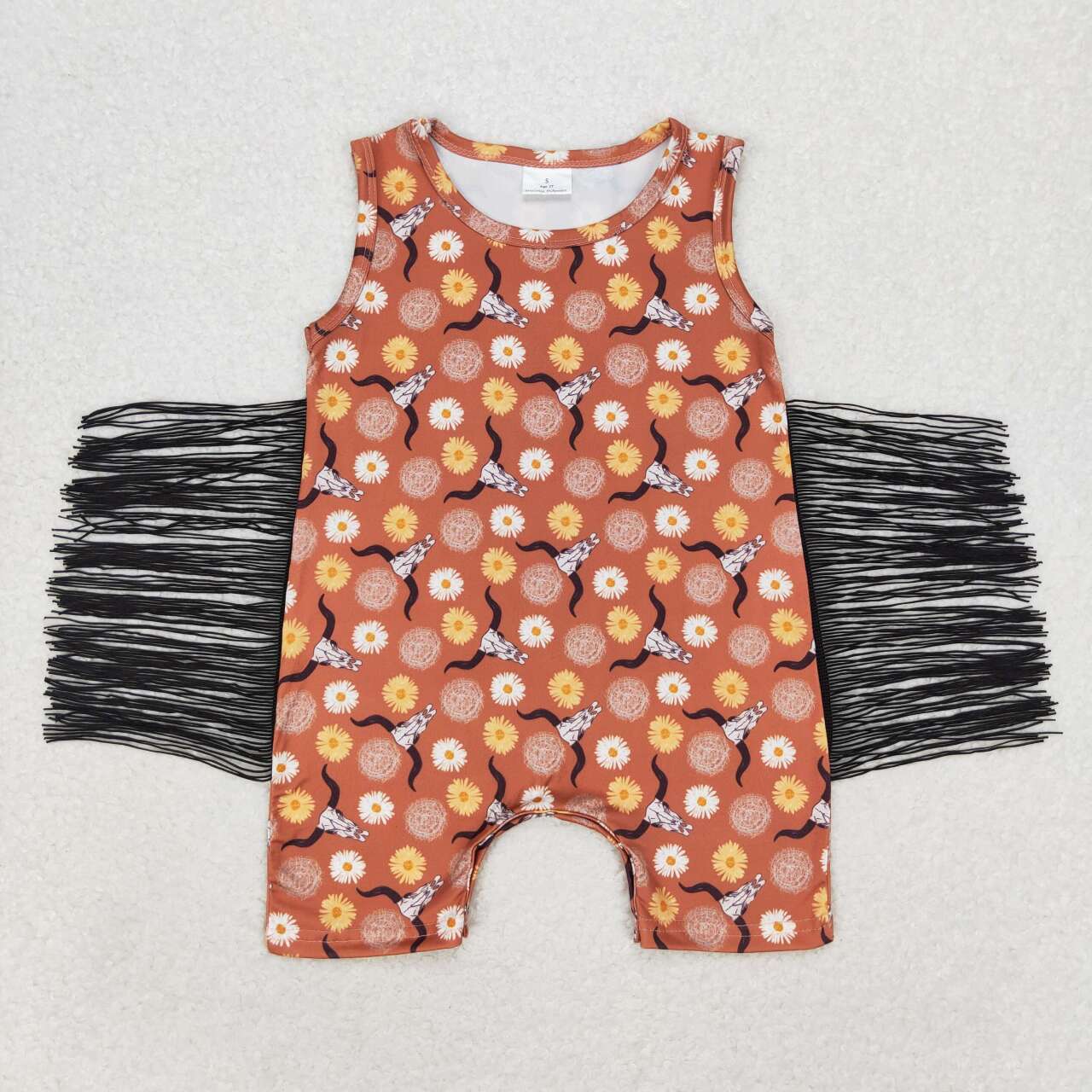 western cowgirl cow tassel romper