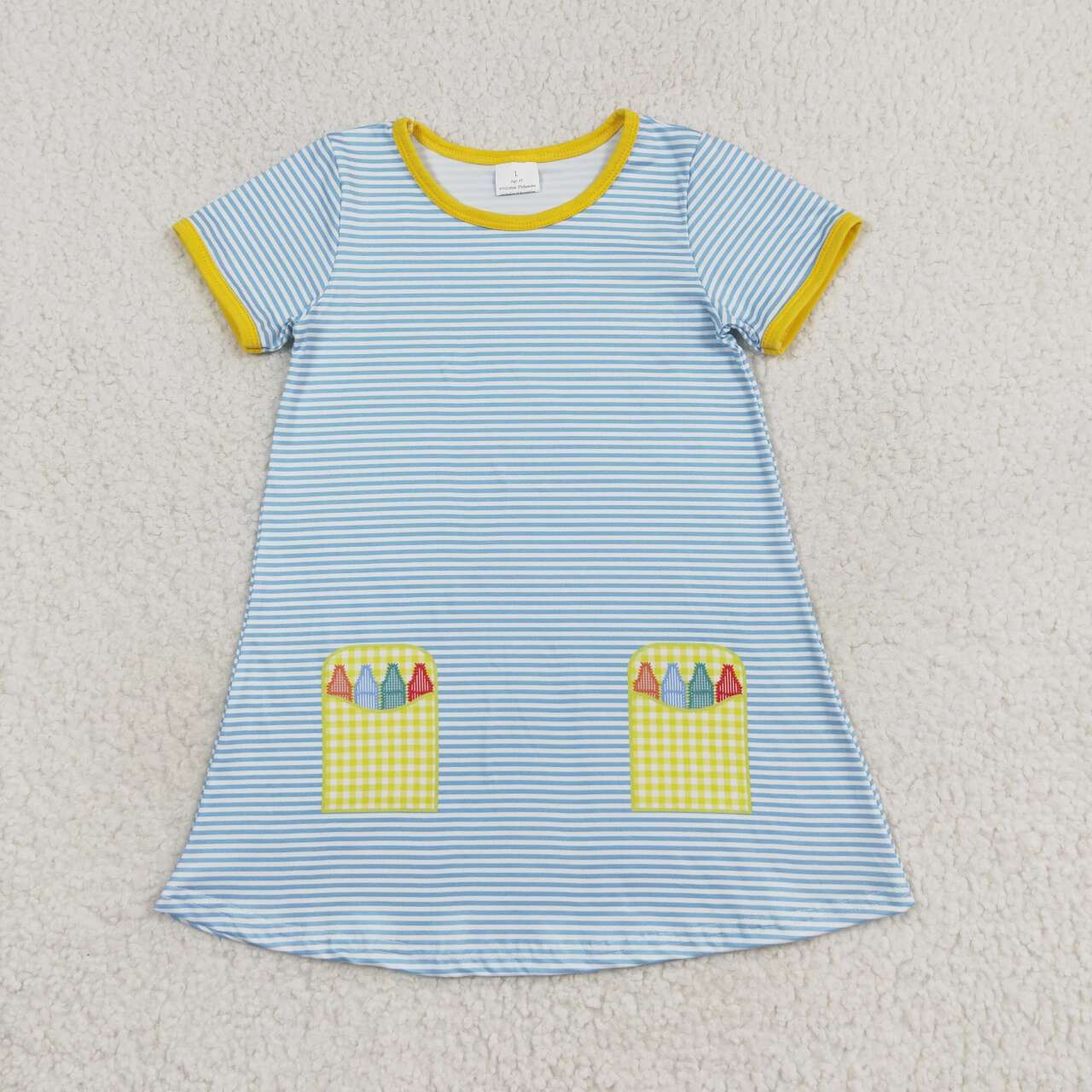 blue stripes back to school dress