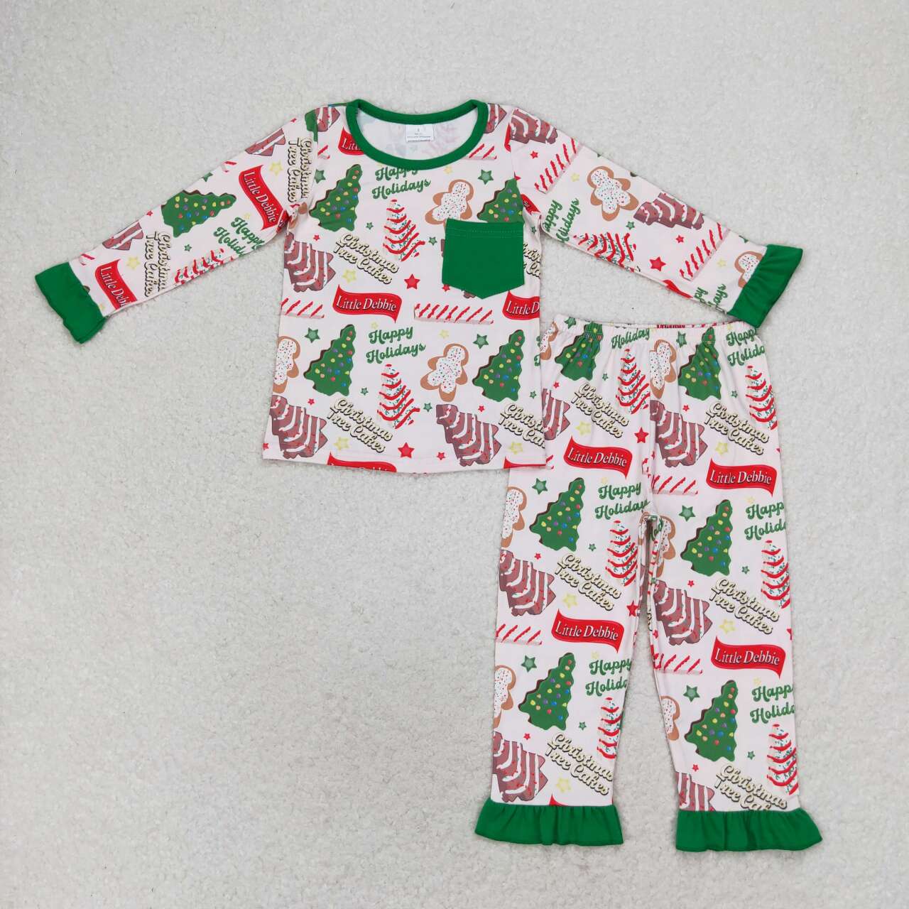 baby girl christmas tree cake long sleeve pajama set