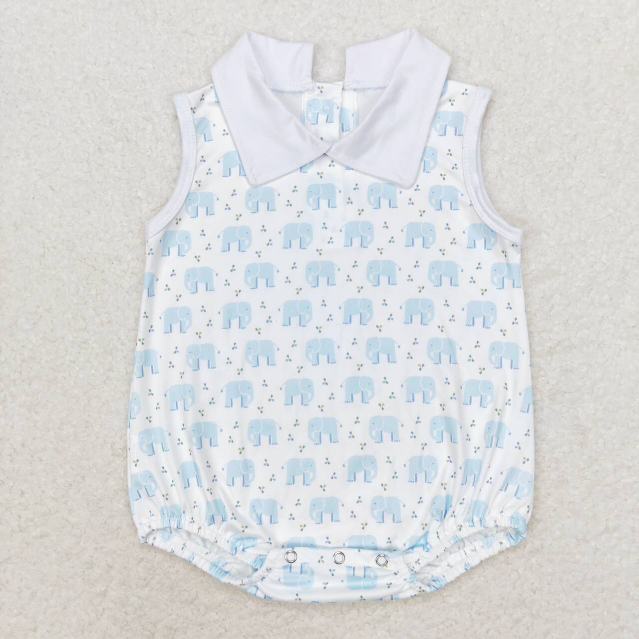 Babyhug 100% Cotton Half Sleeves Romper Elephant Embroidery - Grey White