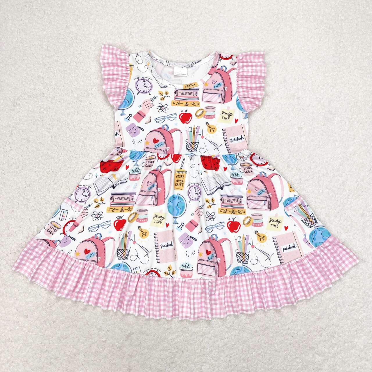 baby girls back to school bag pocket dress