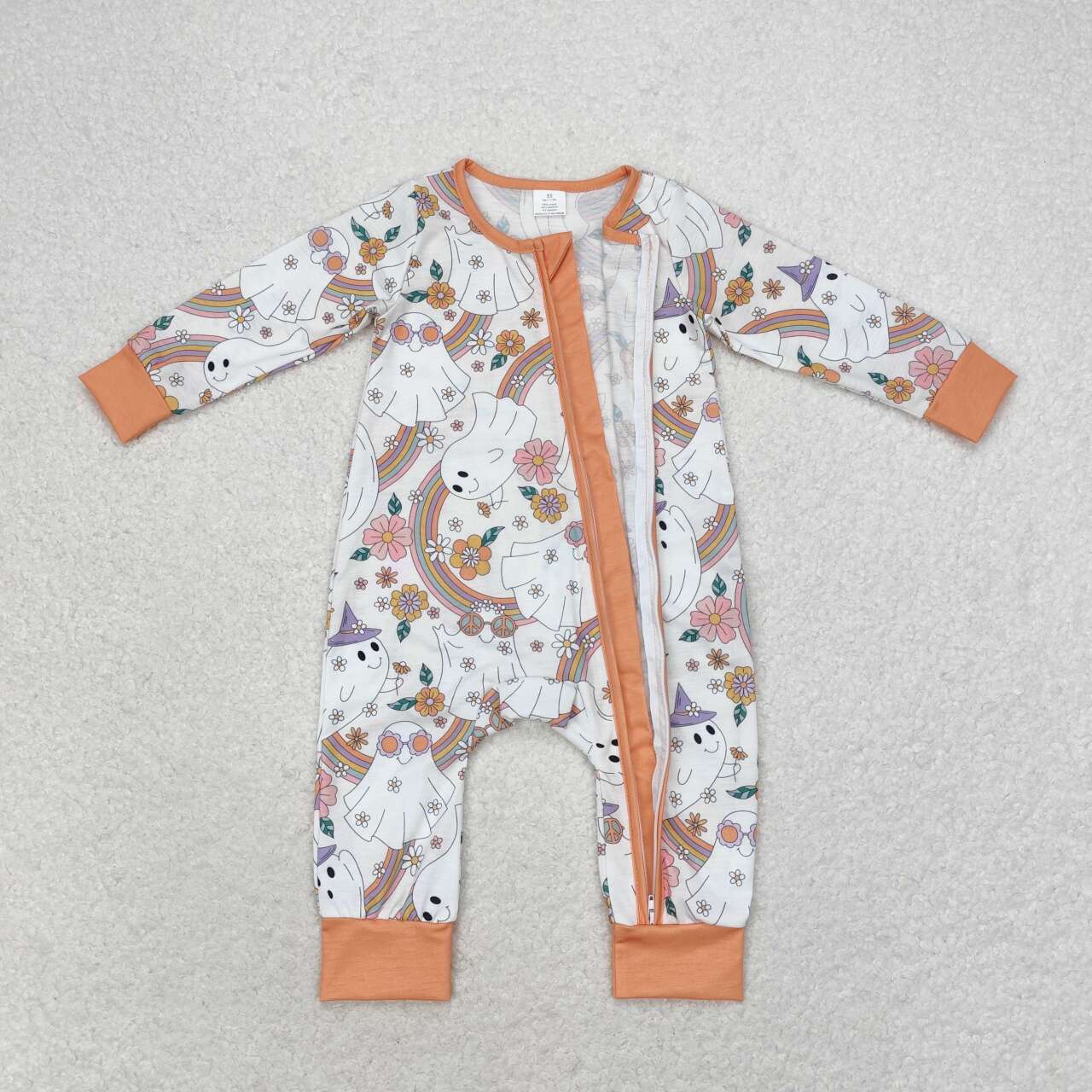 toddle baby long sleeve halloween ghost bamboo romper
