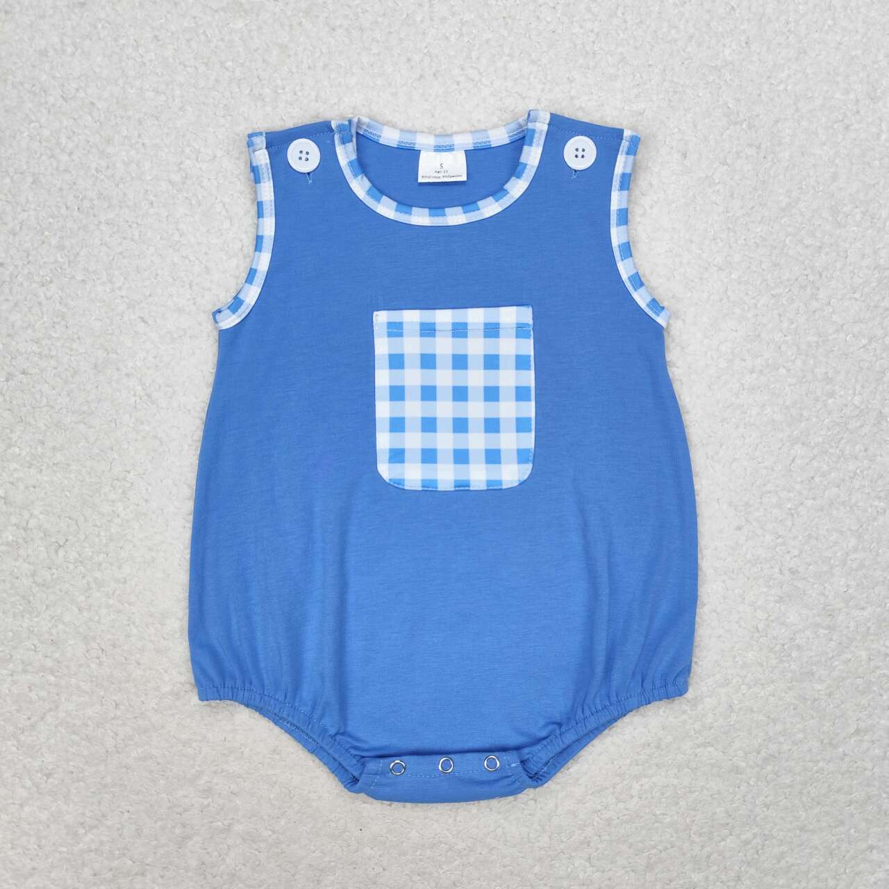 Luli & Me Baby Boys Two Tone Romper - Light Blue Bottom with White Top Smocked in Blue main image 1