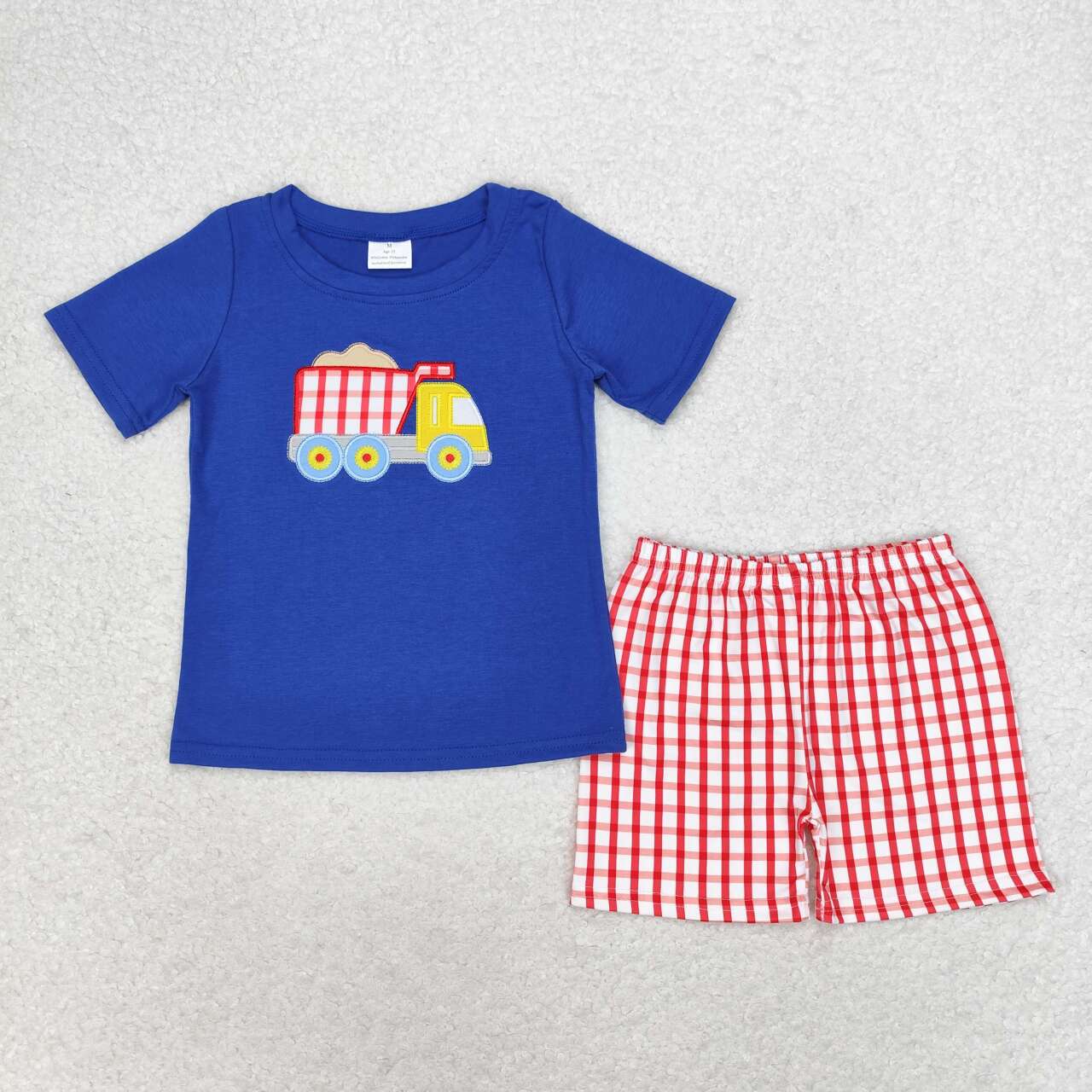 baby boy embroidery dump truck construsction outfit