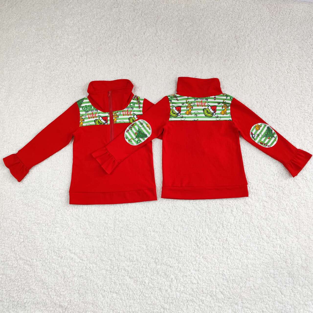 christmas green face baby girls long sleeve pullover