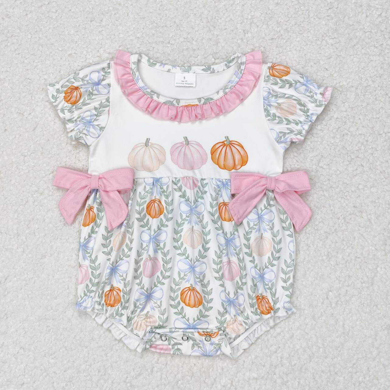 USA SHOP toddle baby girl three pumpkins short sleeve romper