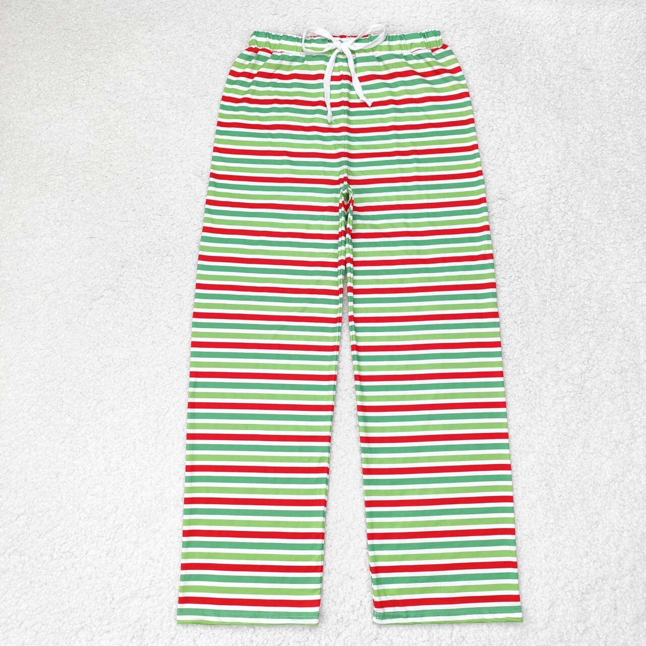 Adult women christmas green red stripes milk silk pants
