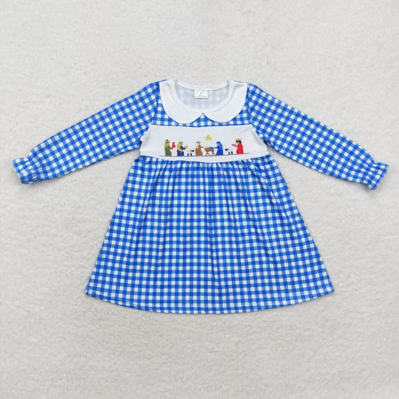 toddle girls christmas jesus blue plaid dress