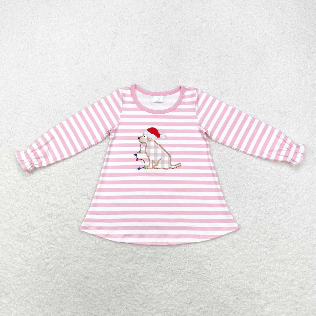 toddle baby girl embroidery christmas light dog design winter shirt