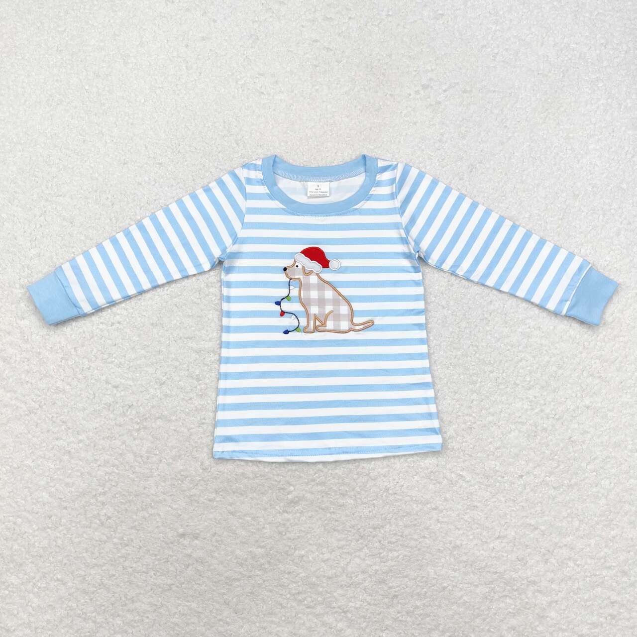 toddle baby boy embroidery christmas light dog design winter shirt