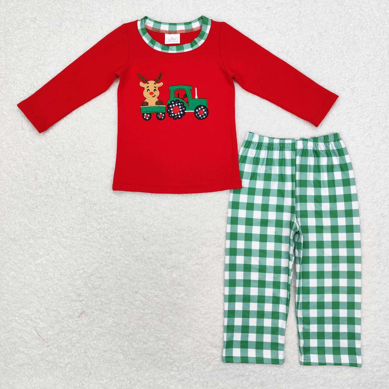 toddle baby boy embroidery christmas reindeer truck outfit