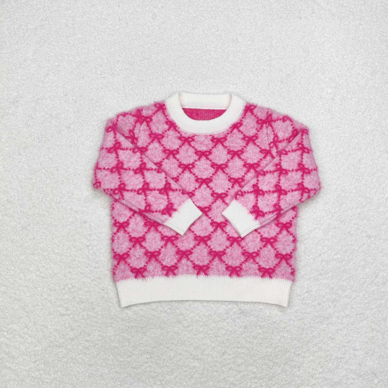 Girls christmas pink bow sweater fall winter sweater