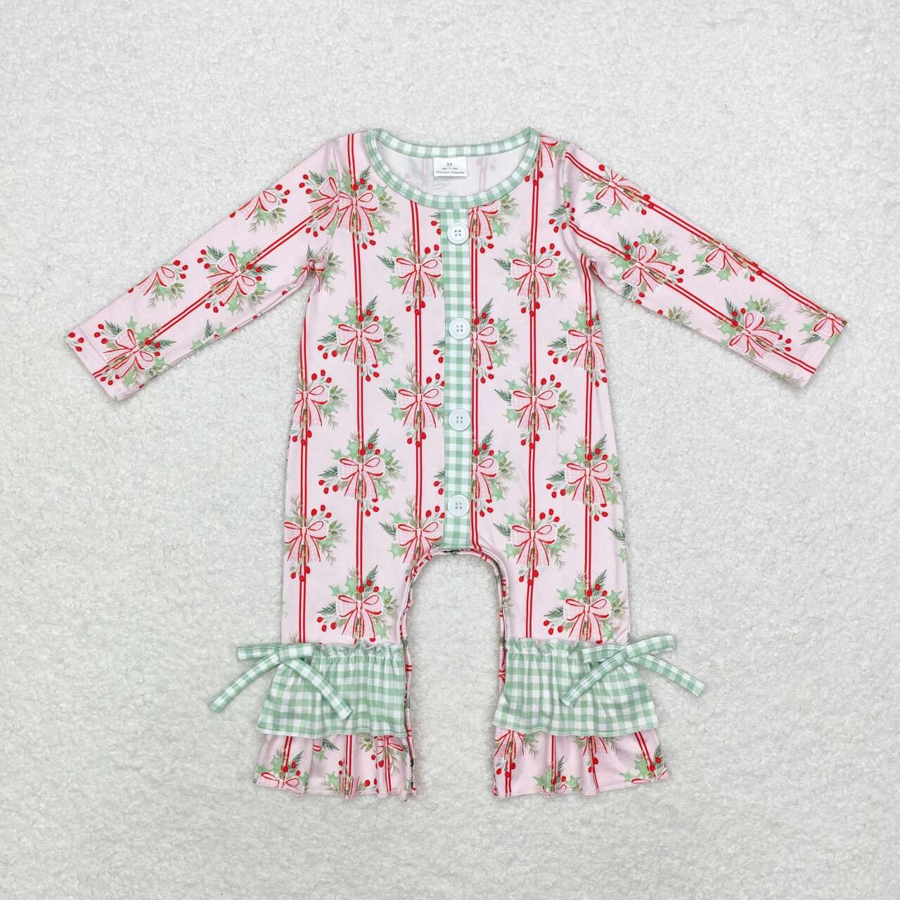 baby girl Christmas holly print romper