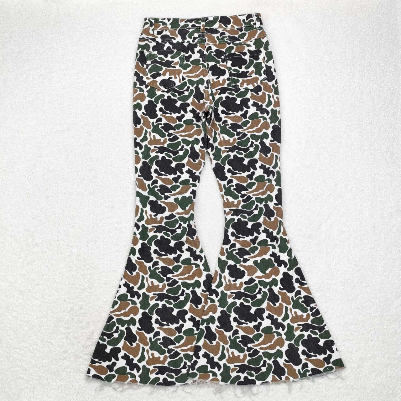 Adult women green brown camo Jeans bell bottoms