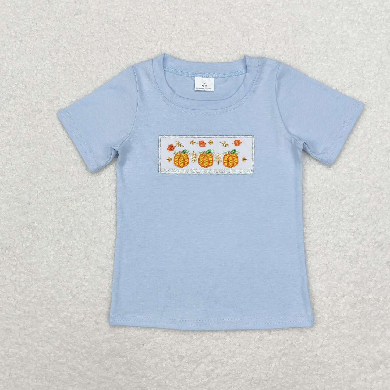 baby boy short sleeve embroidery three pumpkins top