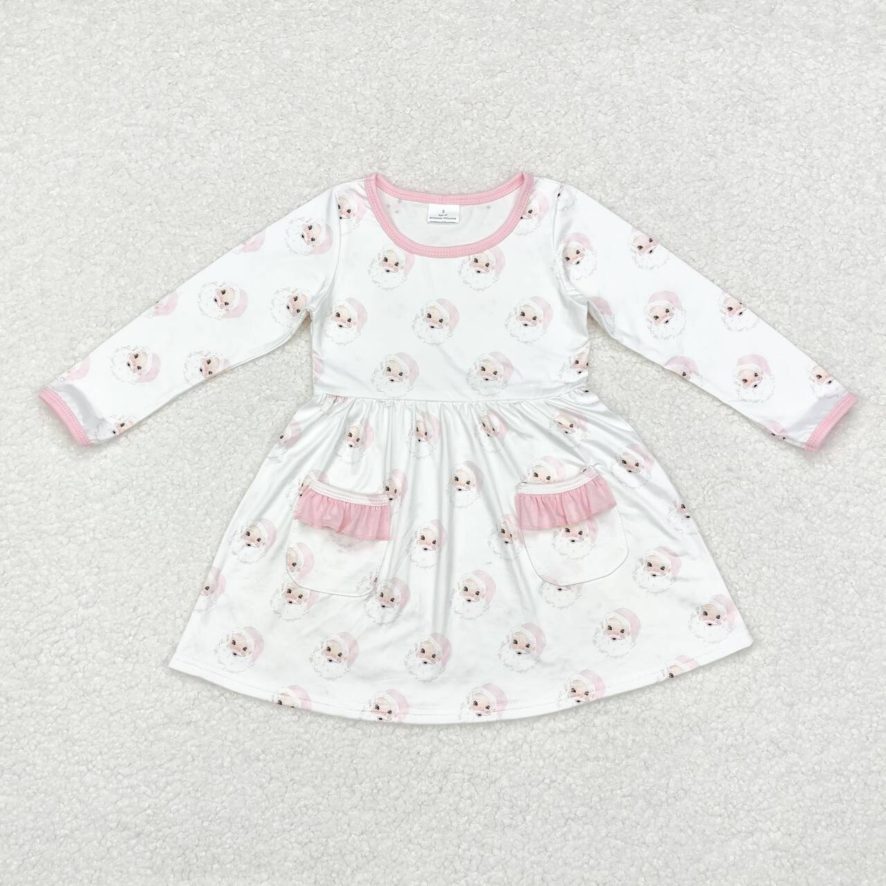 baby girl pink christmas santa claus long sleeve winter dress