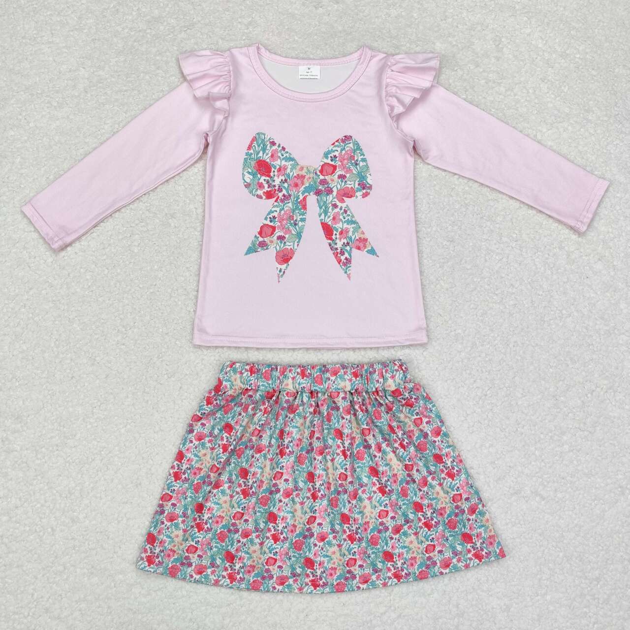 pink bow top floral skirts matching clothes