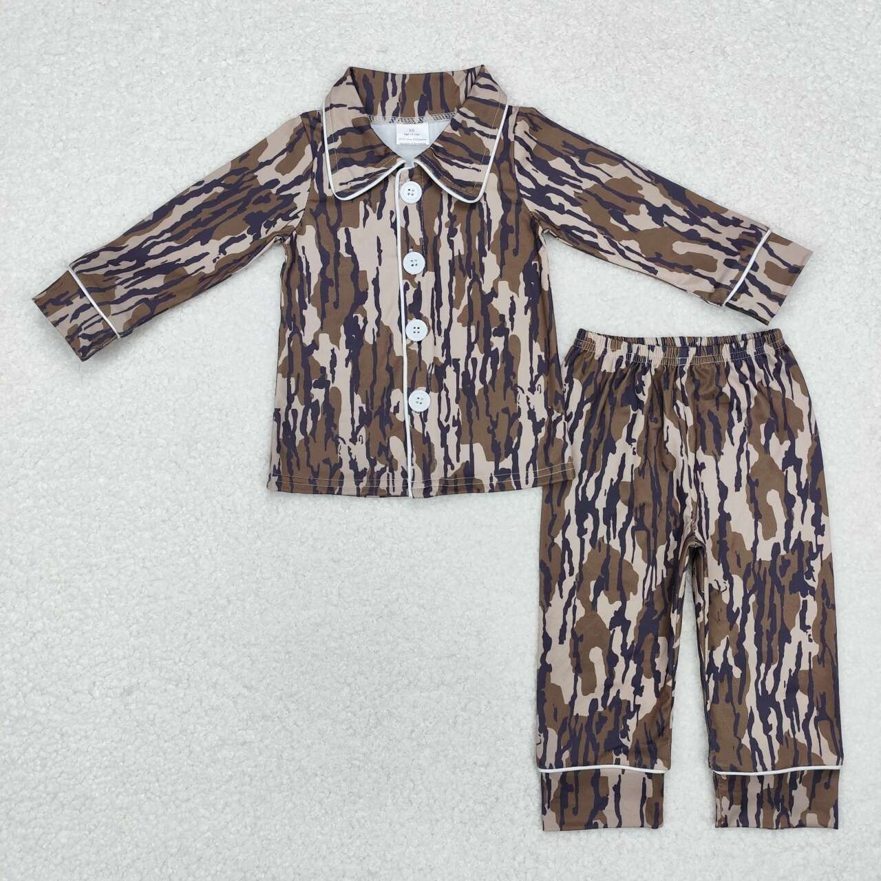 Infant kids baby camo button up pajama set