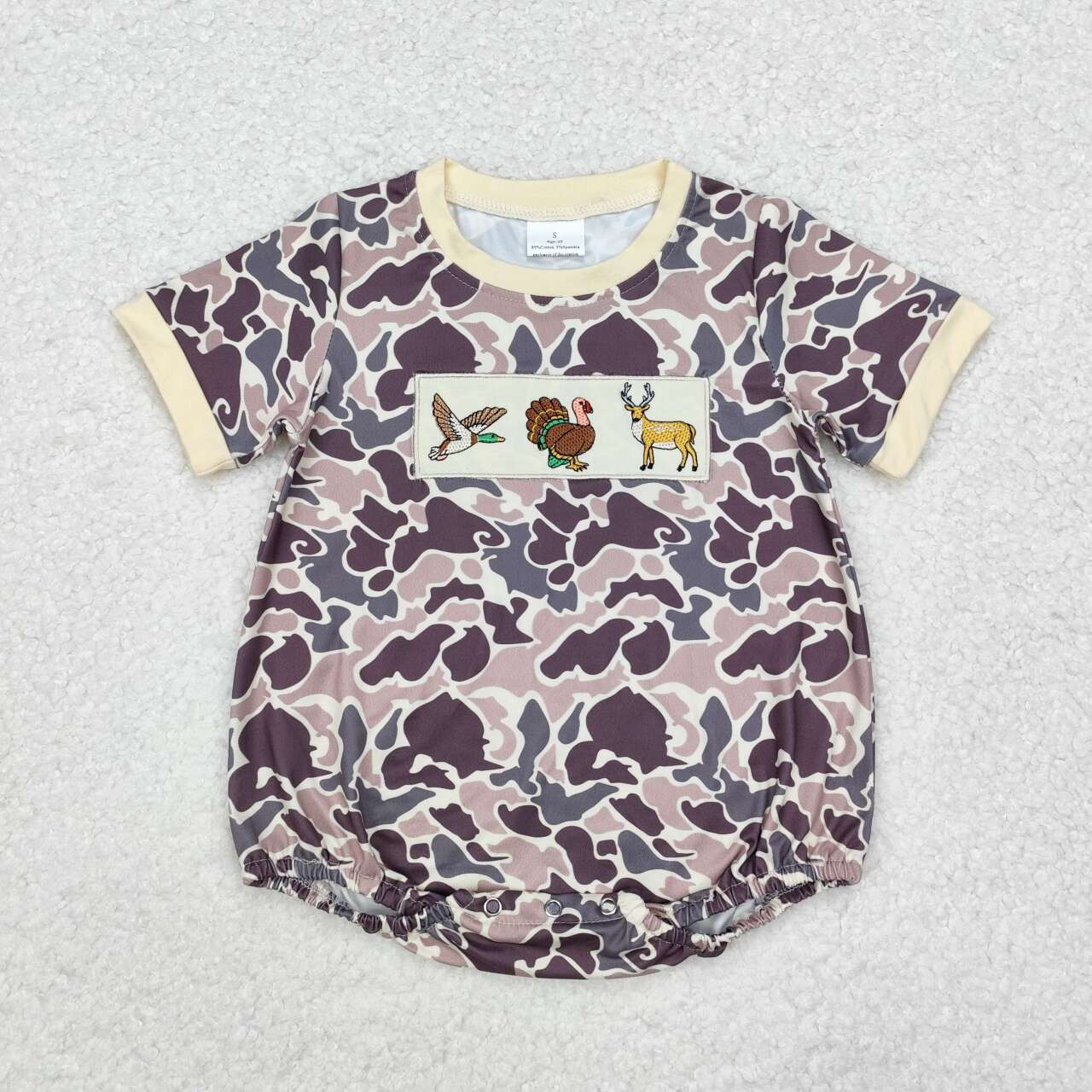 USA SHOP baby boy embroidery mallard duck turkey reindeer camo hunting romper