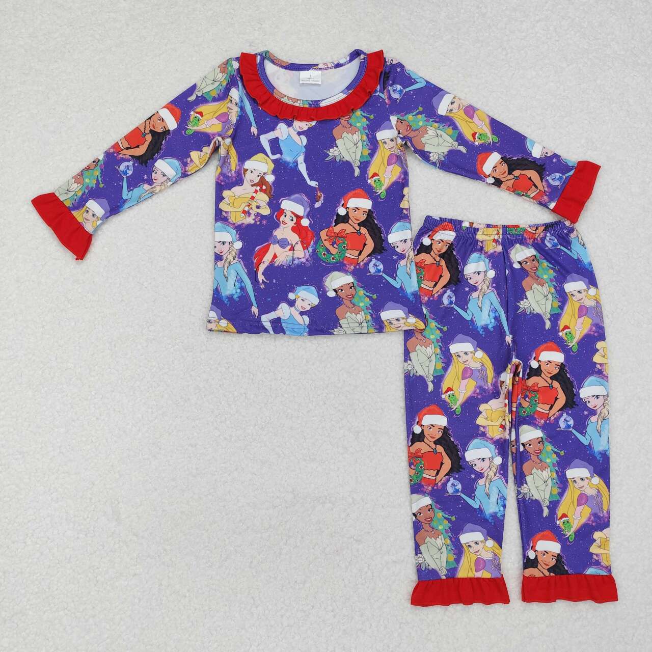 Christmas princess long sleeve pajama set outfit