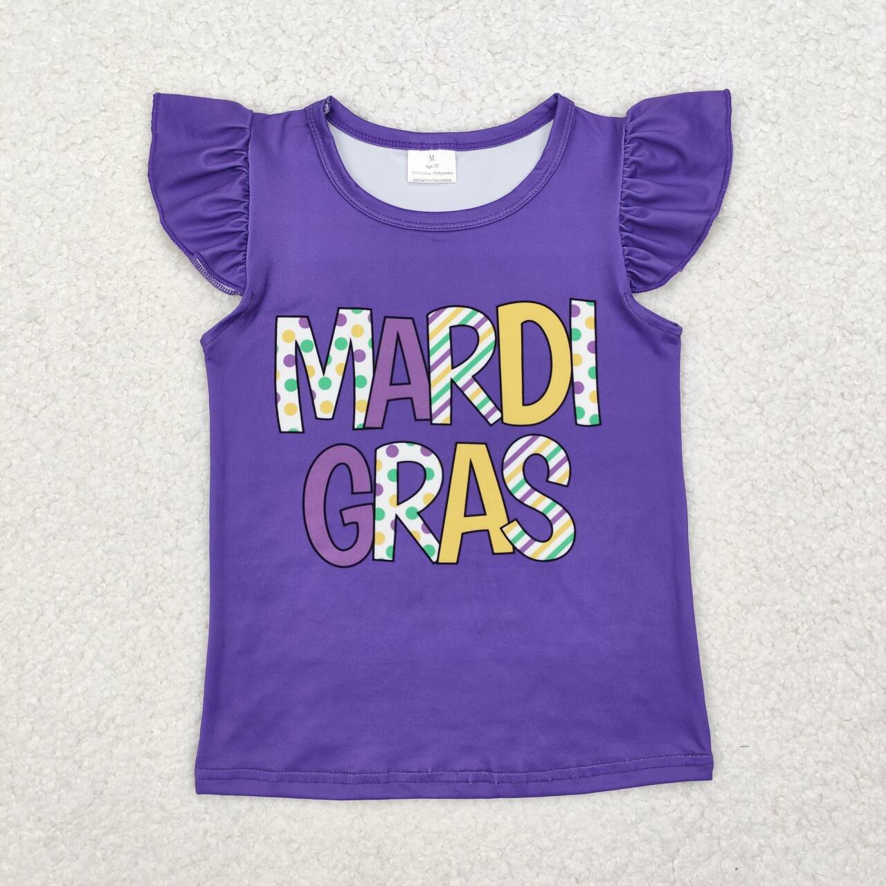Mardi Gras flutter sleeve t-shirt top
