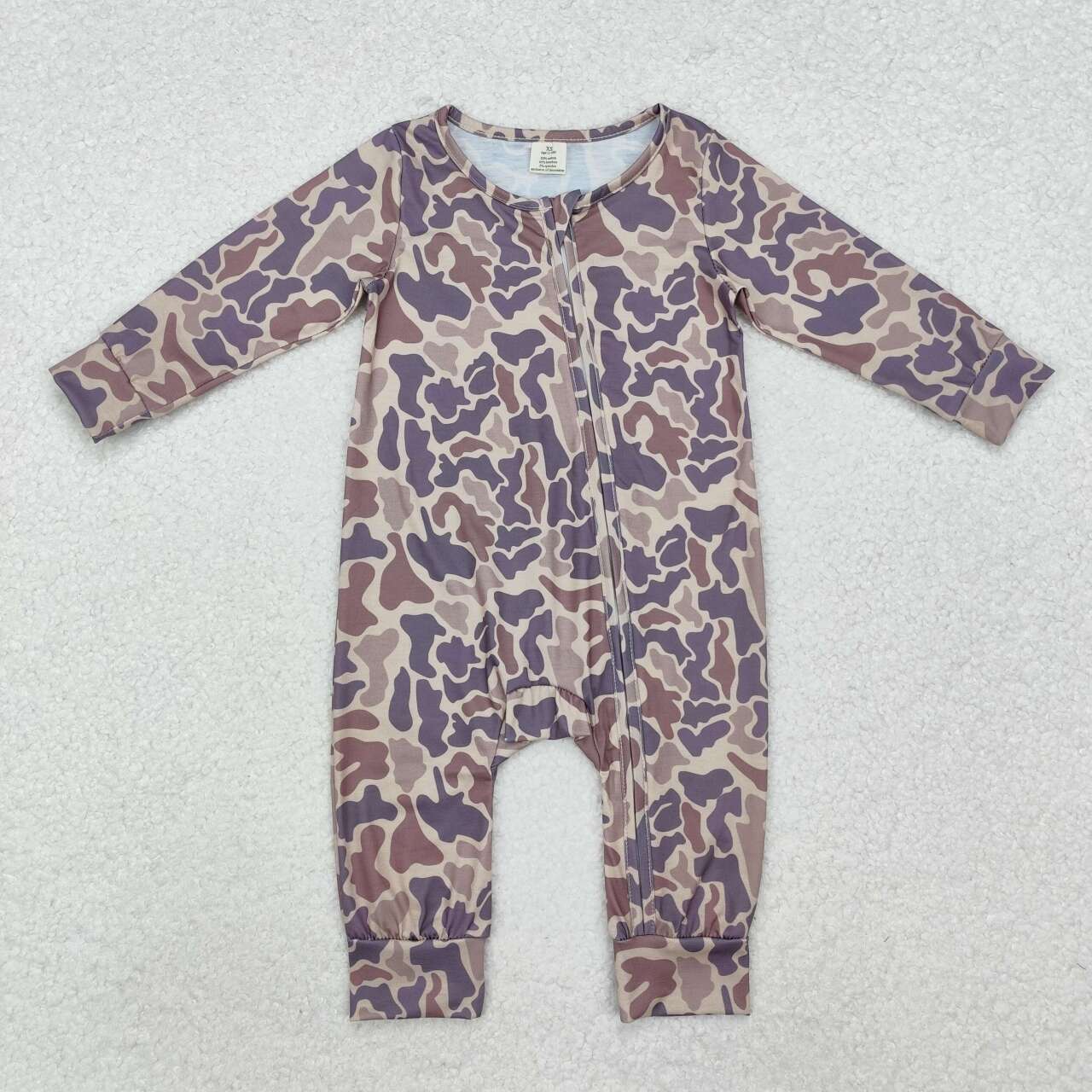 USA SHOP Toddle baby boy dark grey camo bamboo zip romper