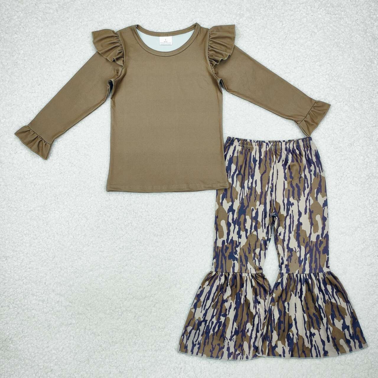 Wholesale kids baby girls long sleeve cotton top matching camo pants clothes