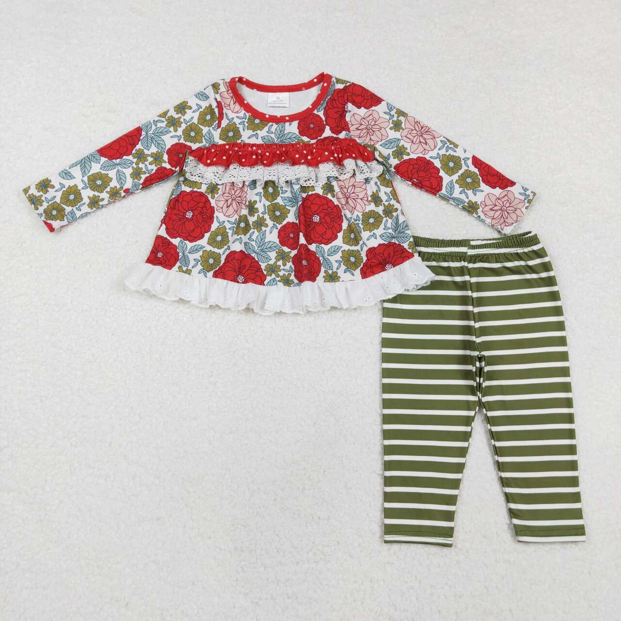 baby girl red flower print tunic top matching pants fall winter clothes