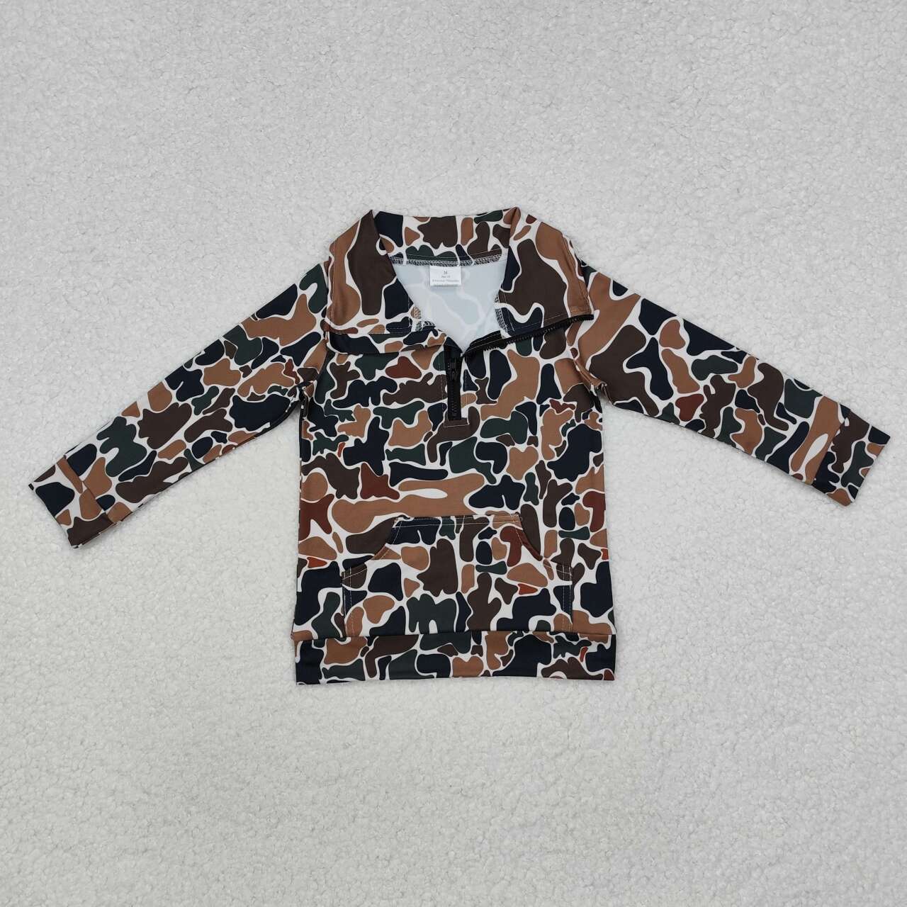 Baby Boy Dark Green Brown Camo Long Sleeve Pullover Top