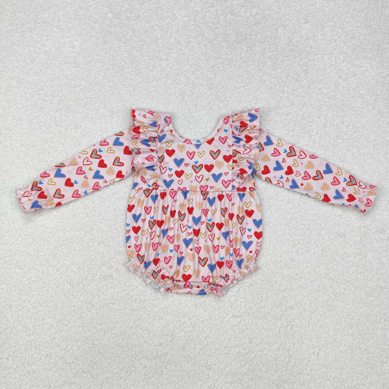 Valentines day colorful heart baby girls romper