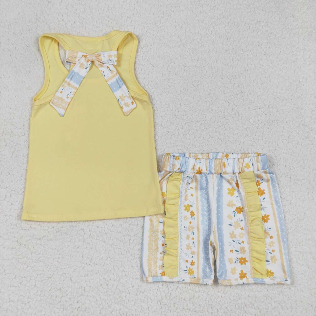 Baby girl yellow tank top matching shorts summer outfit